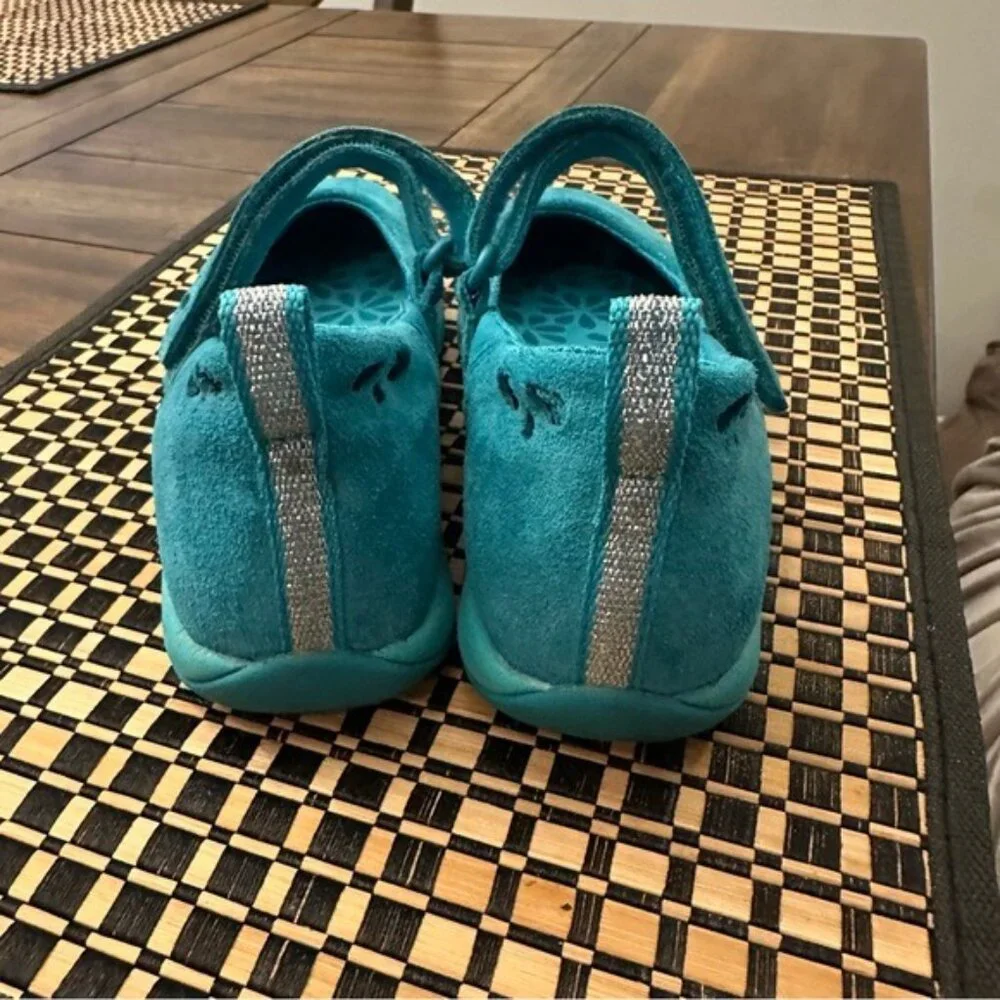 LL Bean Sneakers Girls 4 Teal Suede Beansport Mary Janes Girl's Shoes